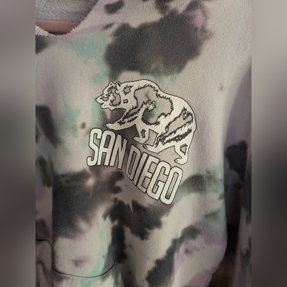 Purple & Blue tye dye San Diego California Pullover Hoodie Size Small - Picture 2 of 6